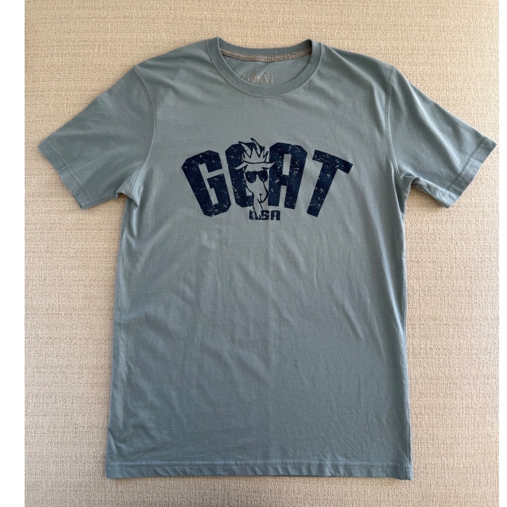 Goat USA Men's Medium Blue Graphic Logo T Shirt Athletic Streetwear Short Sleeve